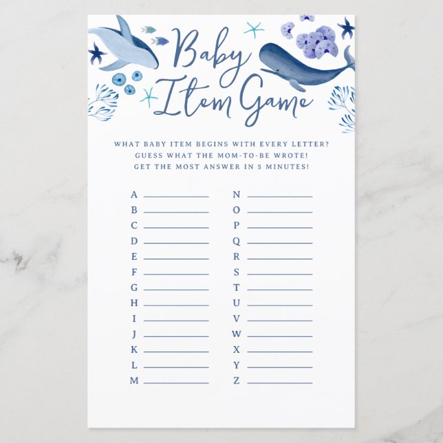 Sous le Sea Blue Boy Whale Baby Item Jeu (Devant)