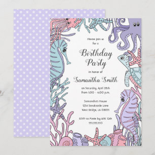 Sous le Sea Pastel Invitation fête d'anniversaire