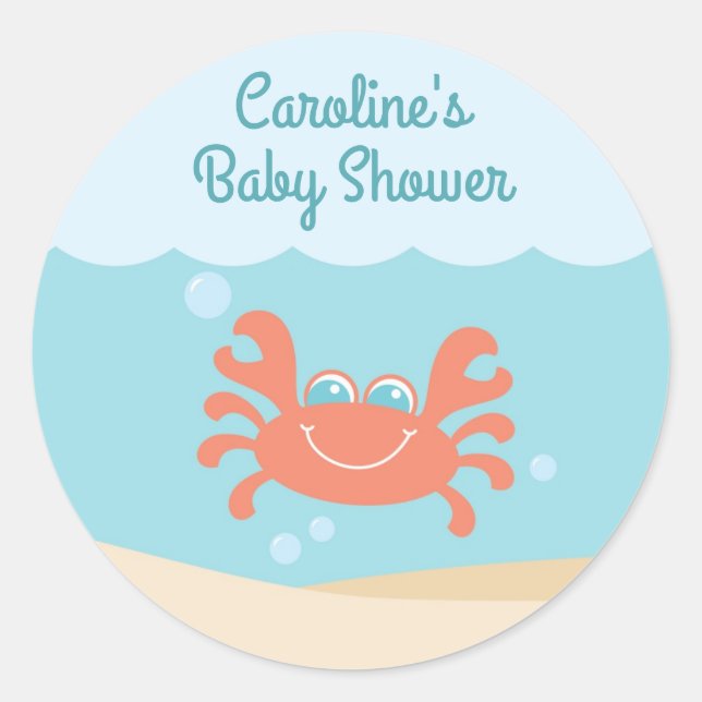 Sous le Sticker rond Baby shower de mer (Devant)