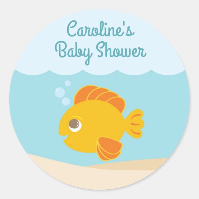 Sous le Sticker rond Baby shower de mer bleu-vert (Devant)