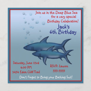 Sous les invitations à l'anniversaire du requin de