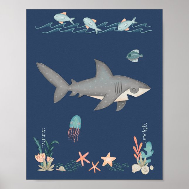 Sous l'océan Mer Animaux Requin Nourriture Poster (Devant)