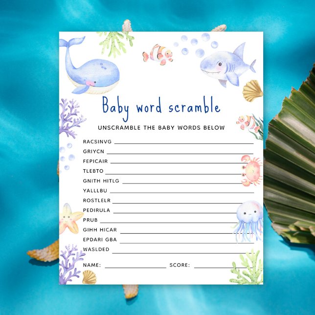Sous l'océan Océan animal Baby Word Scramble (Créateur téléchargé)