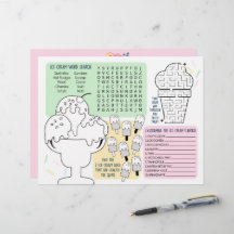 Sous-mains de feuille d'activité pour fête de glac