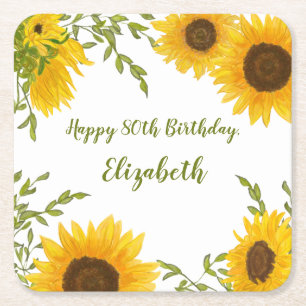 Sous-verre 80e anniversaire Tournesols aquarelle