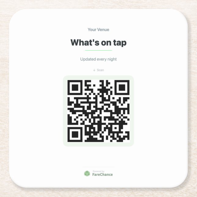 Sous-verre à code QR pour restaurants et cafés (Devant)
