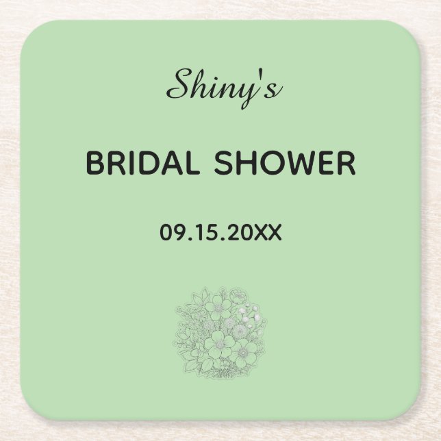 Sous-verre de douche de mariée vert (Devant)