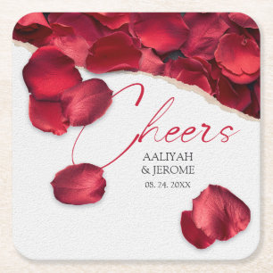 Sous-verre de mariage Pétales de rose