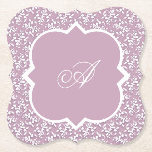 Sous-verre en papier à monogramme rose dentelle vi