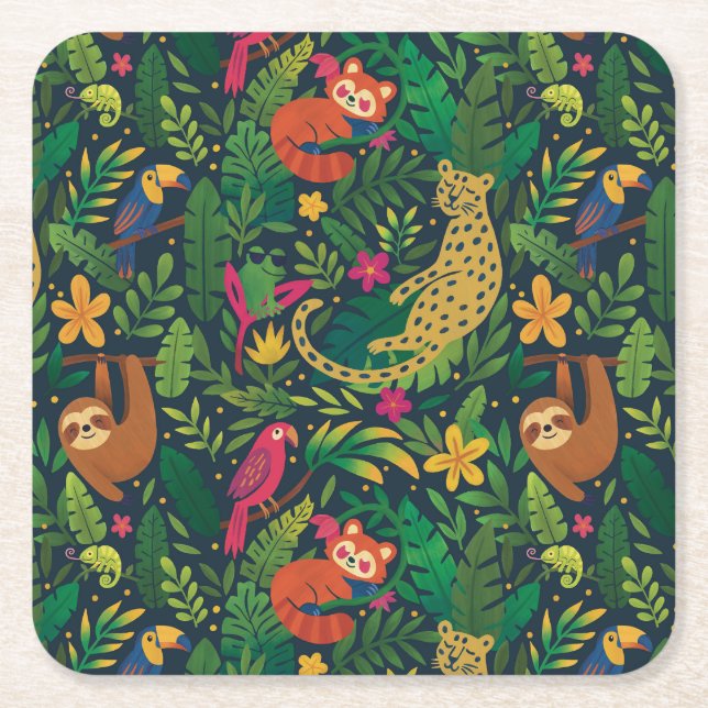 Sous-verre en papier Animaux de la Forêt Tropicale (Devant)