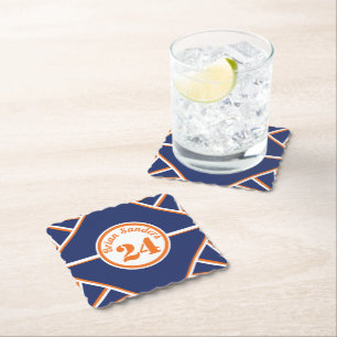 Sous-verre en papier bleu et orange inspiré des sp