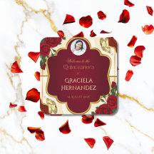 Sous-verre en papier Burgundy & Gold Rose pour Qui