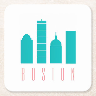 Sous-verre en papier de la skyline de Boston