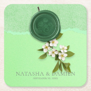 Sous-verre en papier de mariage Green Seal