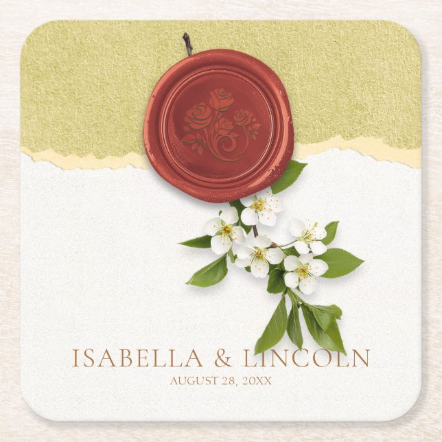 Sous-verre en papier de mariage Red Seal (Devant)
