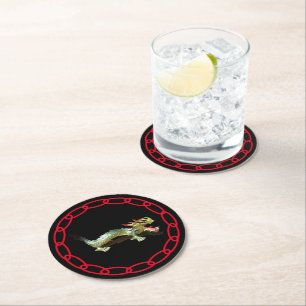 Sous-verre en papier - Dragon et Chaîne Rouge