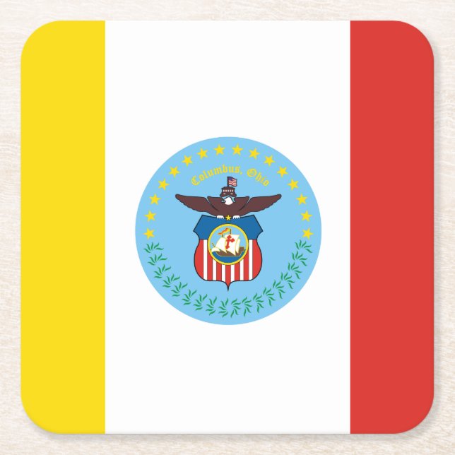 Sous-verre en papier drapeau de Columbus, Ohio Squ (Devant)