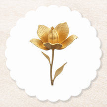 Sous-verre en papier Fleur Dorée