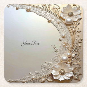 Sous-verre en papier fleurs blanches modernes perl