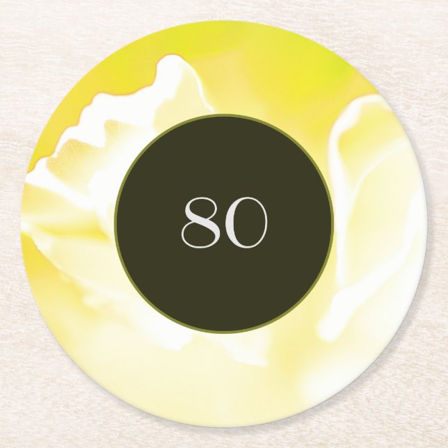 Sous-verre en papier floral abstrait jaune (Devant)