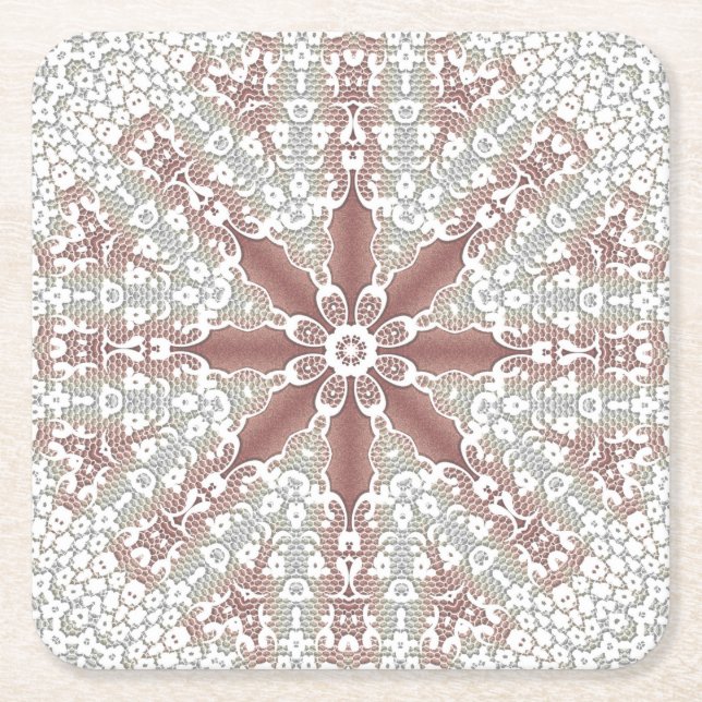 Sous-verre en papier floral en dentelle blanche él (Devant)