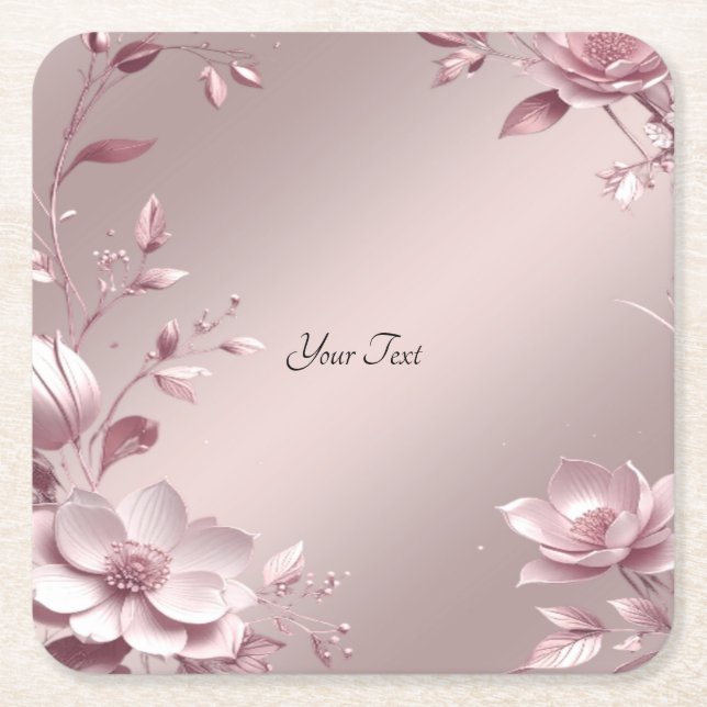 Sous-verre en papier floral rose délicat (Devant)