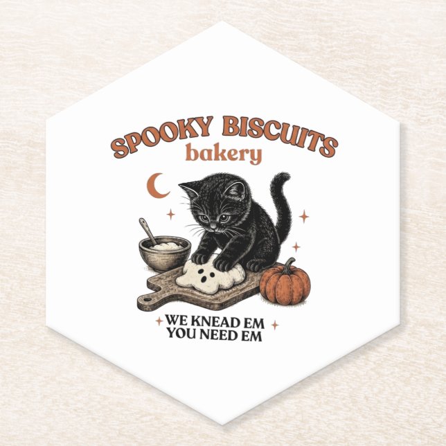 Sous-verre en papier Halloween Chat Noir (Devant)