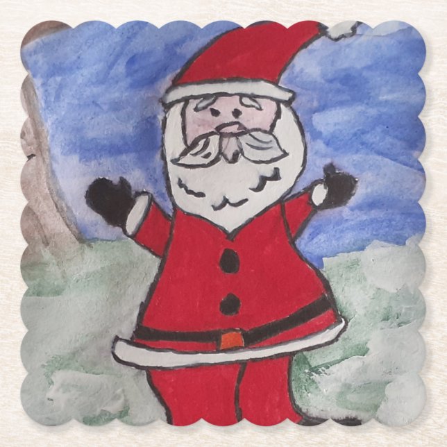 Sous-verre en papier Joyeux Père Noël (Devant)