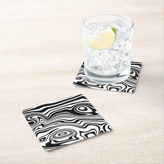 Sous-verre en papier noir et blanc (En situation)