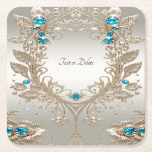 Sous-verre en papier pierres bleues dorées embelli
