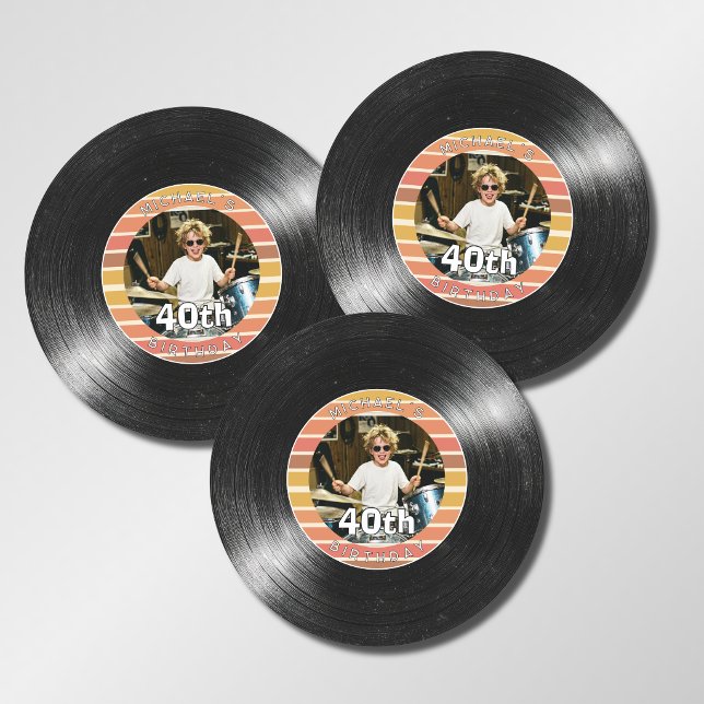 Sous-verre en papier rayé disque vinyle 40e annive (Créateur téléchargé)