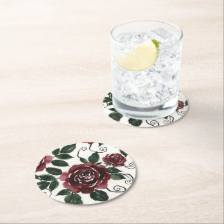 Sous-verre en papier Roses Rouge Foncé