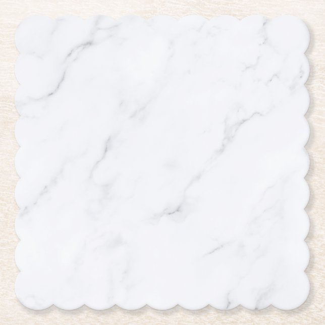 Sous-verre en papier rustique en marbre blanc simp (Devant)