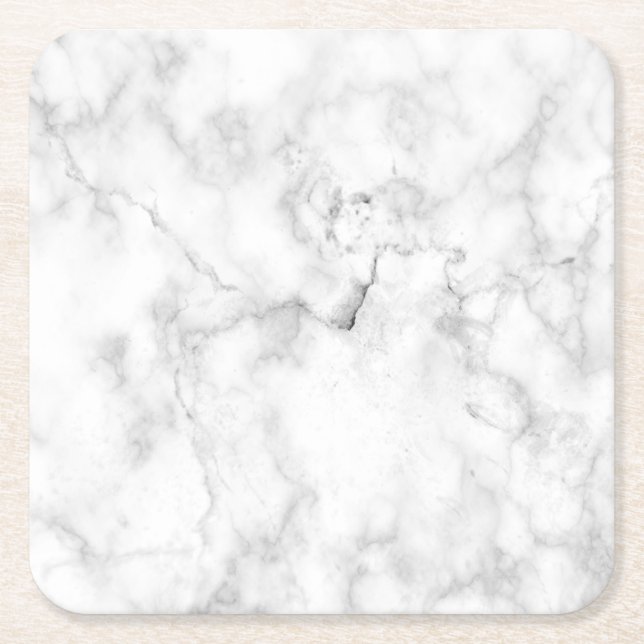 Sous-verre en papier rustique en marbre blanc simp (Devant)