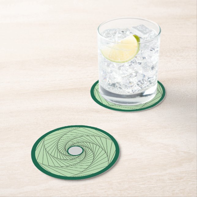 Sous-verre en papier - Spirale d'illusion d'optiqu (En situation)