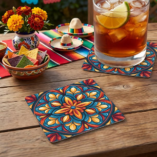 Sous-verre en papier Talavera mexicain coloré