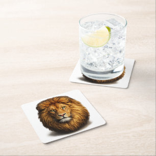 Sous-verre en papier tête de lion   Boisson d'anim