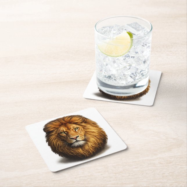 Sous-verre en papier tête de lion | Boisson d'anim (En situation)