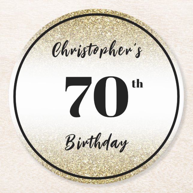 Sous-verre pour 70e anniversaire noir et or modern (Devant)