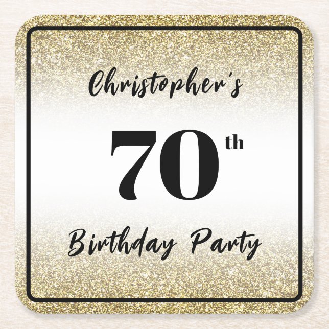 Sous-verre pour 70e anniversaire noir et or modern (Devant)