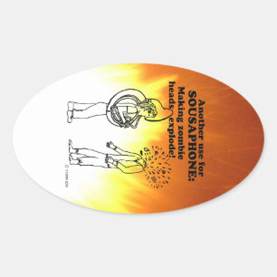 Sousaphone Zombie Explode Sticker Oval
