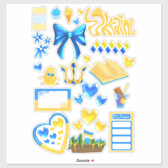 Soutenez l'Ukraine Autocollants en vinyle coupé su (Feuille)