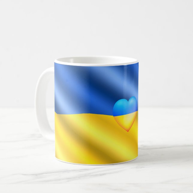 Soutenez l'Ukraine Café Mug drapeau ukrainien Libe (Devant gauche)