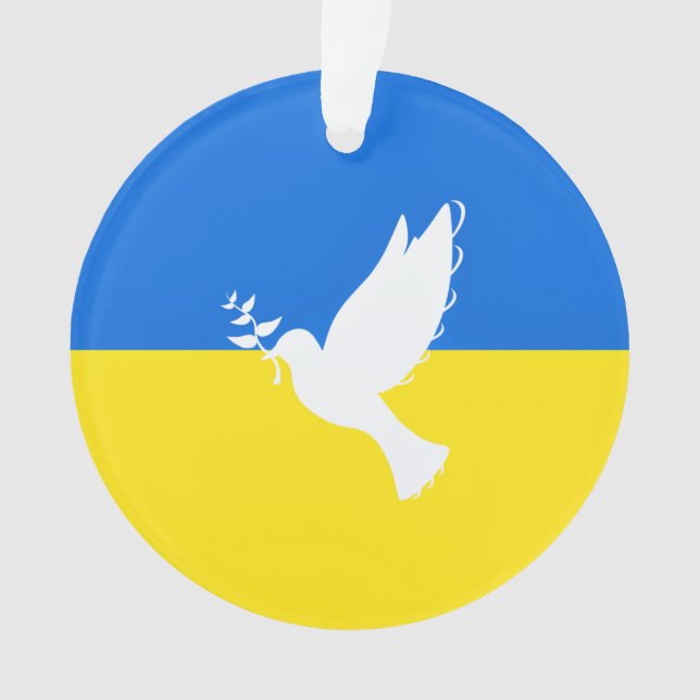 Soutenez l'Ukraine Ornament Peace Dove drapeau ukr (devant)