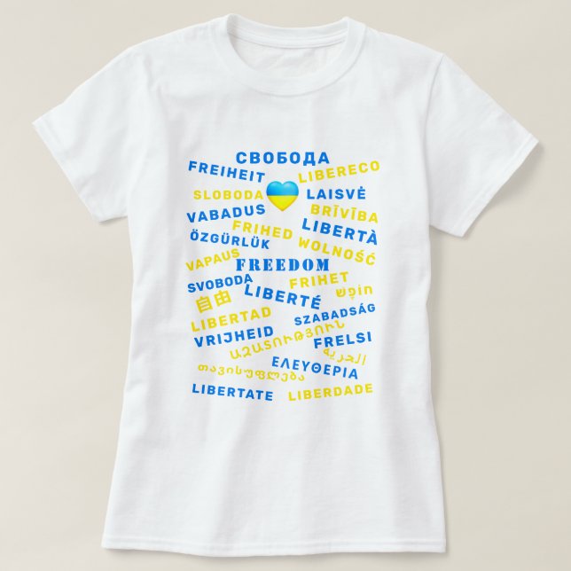 Soutenez l'Ukraine T-shirt Liberté Texte internati (Design devant)