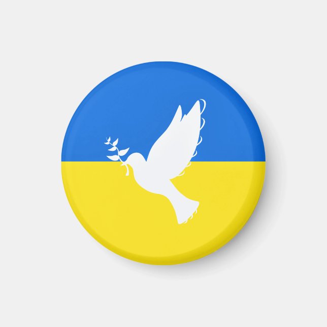 Soutenez Ukraine Magnet Peace Dove drapeau ukraini (Devant)