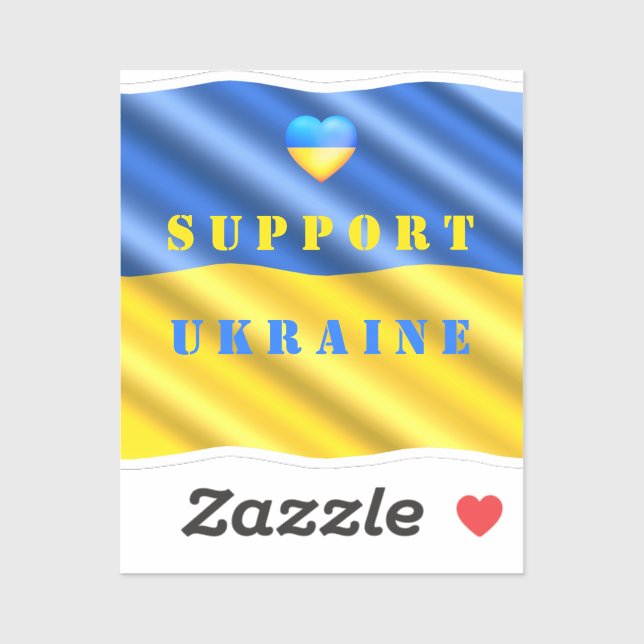 Soutenez Ukraine Sticker ukrainien Drapeau Coeur (Feuille)