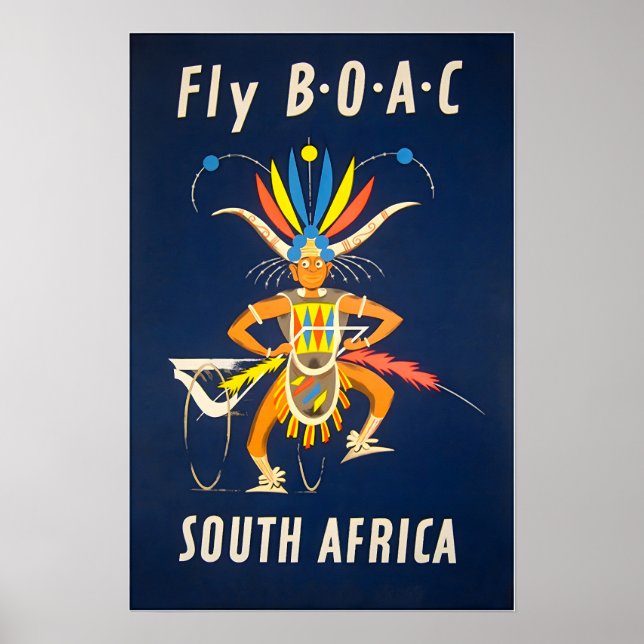 South Africa Poster BOAC Travel Art African Print (Devant)