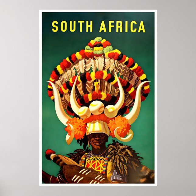 South Africa Travel Poster Africa Tribal Art Print (Devant)