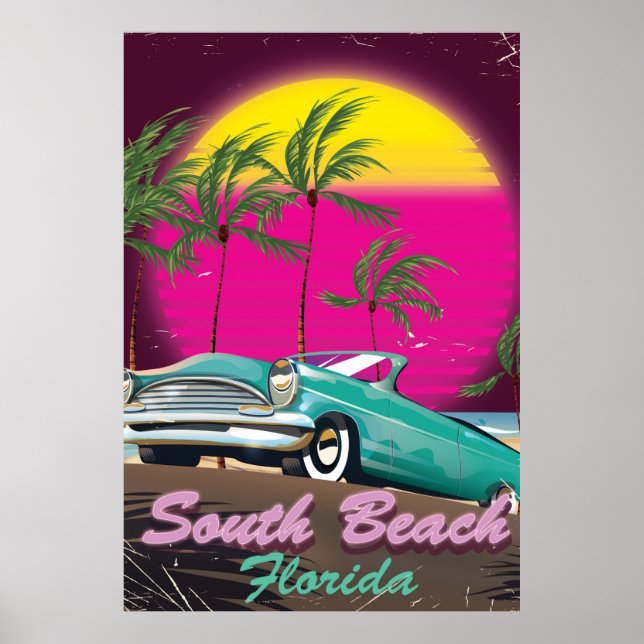 South Beach Floride impression de voyage vintage (Devant)